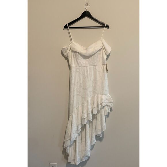 CITY VIBE Dresses & Skirts - City Vibe White High Low Off Shoulder Dress Floral Textured Party Wedding XL